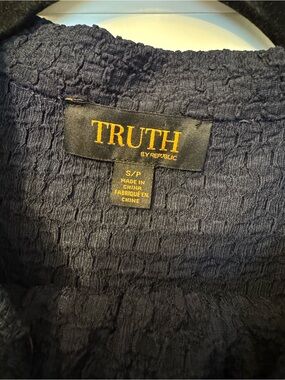 Truth Black Textured Women's Top with Gold Logo